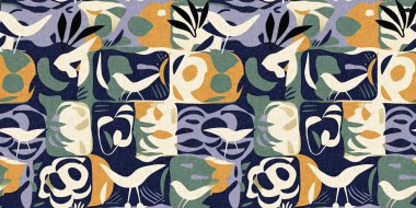 Kusursuz modayı tekrarlayan kenar süsleme pankartı arka planı. Modern eğlence desenleri, yaz aylarında pamuk efektli tekstil tasarımları için kumaş kenar baskısı.. 