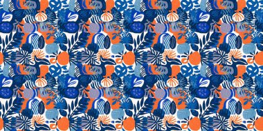  Kusursuz trend tekrarlayan kenar arka planı. Eğlenceli kıyı desenleri yaz aylarında pamuk efektli tekstil tasarımları için kumaş kumaş kenar baskısı.