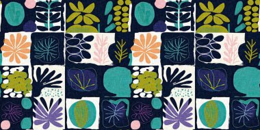 Kusursuz modayı tekrarlayan kenar süsleme pankartı arka planı. Modern eğlence desenleri, yaz aylarında pamuk efektli tekstil tasarımları için kumaş kenar baskısı.. 