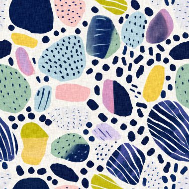 Tropik modern plaj taşları kıyı desenleri yaz tekstil tasarımları için taze keten pamuk efektli kumaş desenleri. Kusursuz trend çakıl taşı yinelenen arka plan