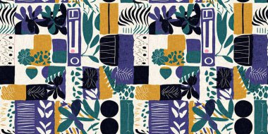 Kusursuz modayı tekrarlayan kenar süsleme pankartı arka planı. Modern eğlence desenleri, yaz aylarında pamuk efektli tekstil tasarımları için kumaş kenar baskısı.. 