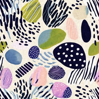 Tropik modern plaj taşları kıyı desenleri yaz tekstil tasarımları için taze keten pamuk efektli kumaş desenleri. Kusursuz trend çakıl taşı yinelenen arka plan