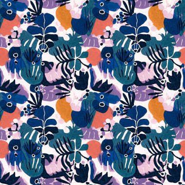 Kusursuz modayı tekrarlayan arka plan. Eğlenceli modern kıyı desenleri yaz tekstil tasarımları için keten pamuk efektli kumaş baskıları.. 