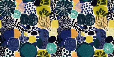 Kusursuz modayı tekrarlayan kenar süsleme pankartı arka planı. Modern eğlence desenleri, yaz aylarında pamuk efektli tekstil tasarımları için kumaş kenar baskısı.. 