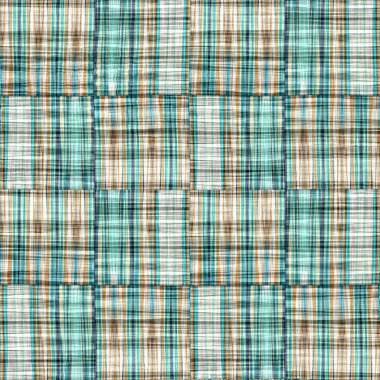  Seamless sailor flannel textile gingham repeat swatch.Teal rustic coastal beach house check fabric tile.