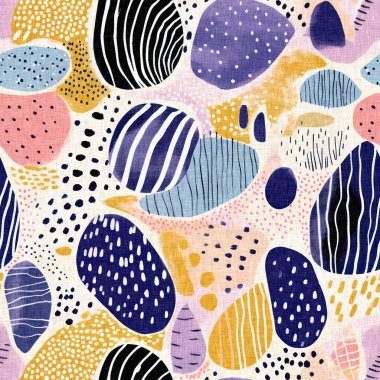 Tropik modern plaj taşları kıyı desenleri yaz tekstil tasarımları için taze keten pamuk efektli kumaş desenleri. Kusursuz trend çakıl taşı yinelenen arka plan