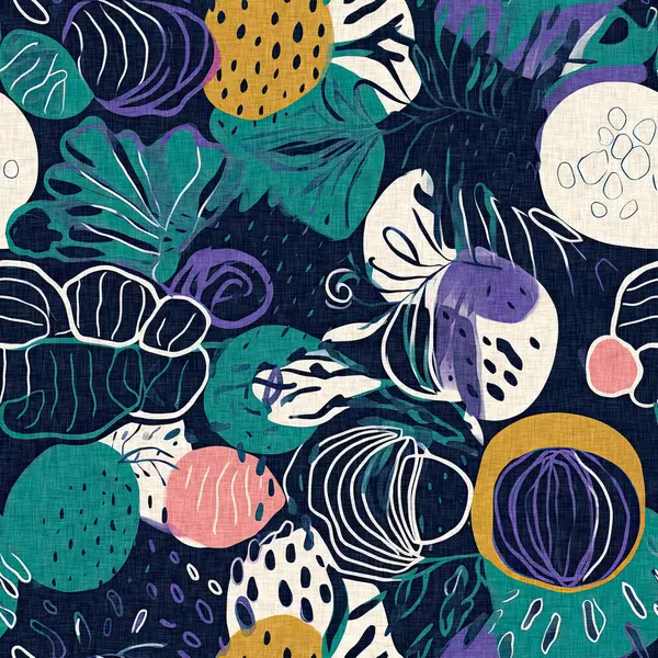 Keten pamuk efektli yaz tekstil tasarımları için kumaş baskısı. Kusursuz modaya uygun modern model çakışması arka planda tekrarla