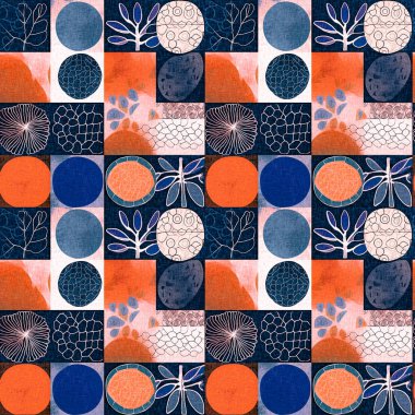 Kusursuz modayı tekrarlayan arka plan. Eğlenceli modern kıyı desenleri yaz tekstil tasarımları için keten pamuk efektli kumaş baskıları.. 