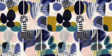 Kusursuz modayı tekrarlayan kenar süsleme pankartı arka planı. Modern eğlence desenleri, yaz aylarında pamuk efektli tekstil tasarımları için kumaş kenar baskısı.. 