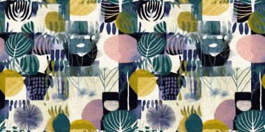 Kusursuz modayı tekrarlayan kenar süsleme pankartı arka planı. Modern eğlence desenleri, yaz aylarında pamuk efektli tekstil tasarımları için kumaş kenar baskısı.. 