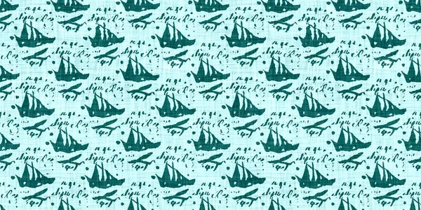 바다없는 아쿠아 리넨은 기하학적 모자이크 효과를 Boho Patchwork Nautical Male — 스톡 사진