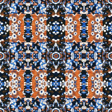  Kusursuz kıyı örtüsü efekti geometrik mozaik etkisi. Boho Patchwork deniz ürünü erkeksi yaz modası boyunca tekrar tekrar. Çivit mavisi beyaz canlı suluboya batik azulejos fayans arka planı. 