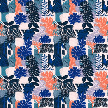 Kusursuz modayı tekrarlayan arka plan. Eğlenceli modern kıyı desenleri yaz tekstil tasarımları için keten pamuk efektli kumaş baskıları.. 