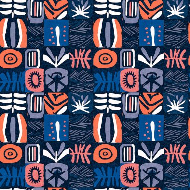 Kusursuz modayı tekrarlayan arka plan. Eğlenceli modern kıyı desenleri yaz tekstil tasarımları için keten pamuk efektli kumaş baskıları.. 