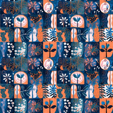 Kusursuz modayı tekrarlayan arka plan. Eğlenceli modern kıyı desenleri yaz tekstil tasarımları için keten pamuk efektli kumaş baskıları.. 