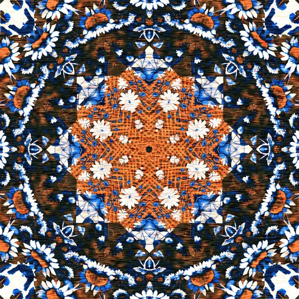 Безшовний Прибережний Ефект Розмивання Білизни Геометричний Мозаїчний Ефект Індиго Синій — стокове фото