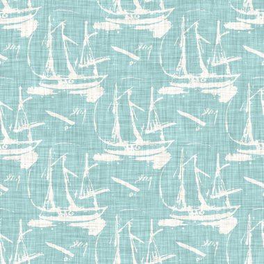 Kusursuz sahil bulanık keten efekti geometrik mozaik etkisi. Boho Patchwork, yaz modası boyunca denizcilik meraklısı. Teal aqua beyaz canlı suluboya batik azulejos fayans arka planı. 