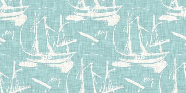 Boho Patchwork denizcilik, erkeksi yaz kurdele kesimi. Aqua teal blue vibrant suluboya batik azulejos fayans sınır kapağı arka planı. Kusursuz sahil bulanık keten efekti geometrik mozaik etkisi. 