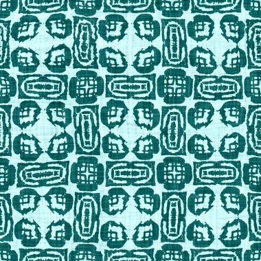  Kusursuz sahil bulanık keten efekti geometrik mozaik etkisi. Patchwork denizcilik, erkeksi yaz kurdelesi kesimi. Teal mavisi beyaz canlı suluboya batik azulejos fayans kenar afişi arkaplanı.