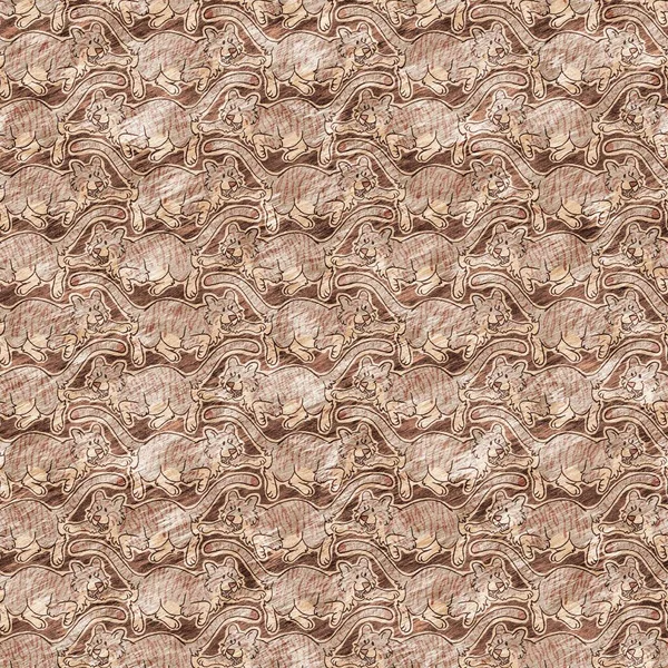 새끼를 귀여운 사파리 호랑이의 패턴입니다 털없는 고양이털 텍스처 프린트 디자인 — 스톡 사진