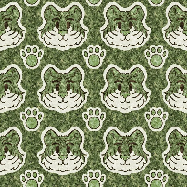 Cute Safari Wild Tiger Animal Pattern Babies Room Decor Seamless — Stock Photo, Image