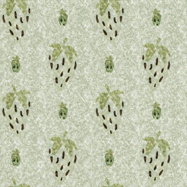 Yeşil mermer çilek, dikişsiz vintage desen. Cottagecore keten retro yaz meyveli duvar kağıdı. Garip, tatlı, sağlıklı, böğürtlen arkaplanı