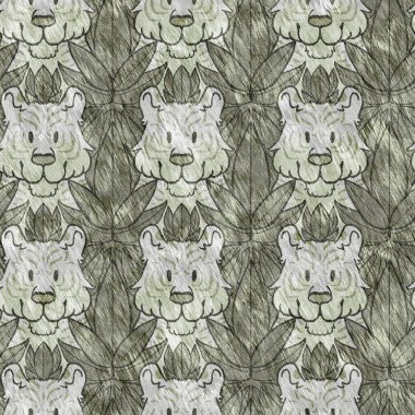 Bebek odası dekorasyonu için şirin bir safari vahşi kaplan deseni. Kusursuz büyük kedi kürklü yeşil desenli cinsiyet nötr iz tasarımı