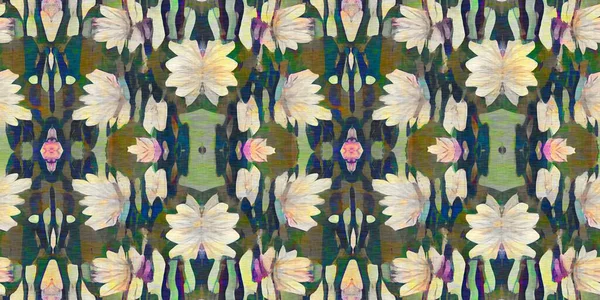 レトロ万華鏡花シームレスな境界線 植物のためのヴィンテージ地理性別ニュートラルファッションリボンCottagecoreバナー バラ色の花の質感のためのトレンディな水彩 — ストック写真
