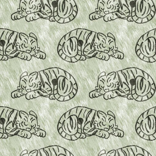 Симпатичные Сафари Диких Тигров Животных Шаблон Декора Комнаты Младенцев Безглазый — стоковое фото