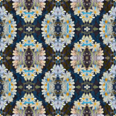 Yaban çiçeği kırsal damaske pürüzsüz desen. Klasik dekoratif duvar kâğıdı için geometrik antika çiçek. Cottagecore moda tekrar fayans