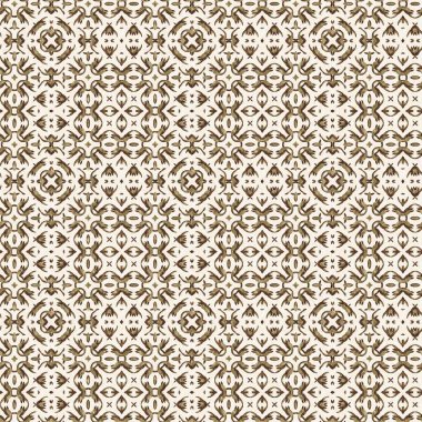 Mosaic geometric dark brown seamless texture pattern. Trendy kaleidoscope woven design for printed fabric. Rough abstract textile design