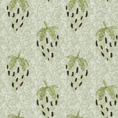 Yeşil mermer çilek, dikişsiz vintage desen. Cottagecore keten retro yaz meyveli duvar kağıdı. Garip, tatlı, sağlıklı, böğürtlen arkaplanı