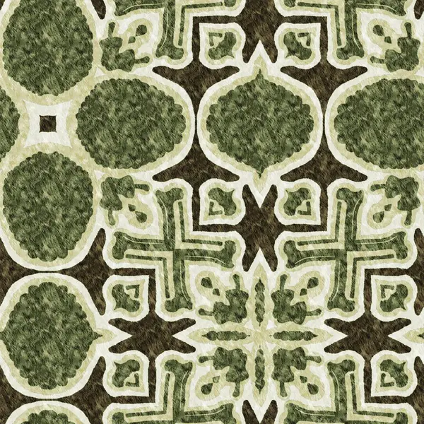 Mosaic Geometric Green Seamless Texture Pattern Trendy Kaleidoscope Woven Design — Stock Photo, Image