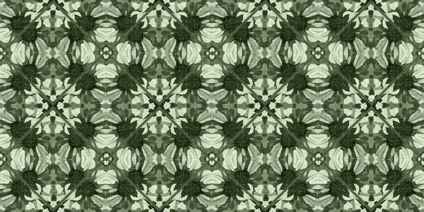 Vildblomma Grön Rustik Damast Sömlös Gräns Geometriska Antika Blommor För — Stockfoto