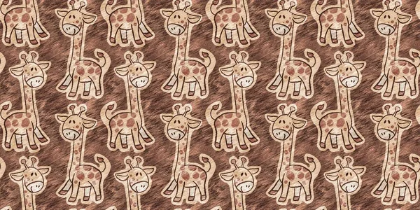 Bonito Safari Selvagem Girafa Fronteira Animal Para Decoração Sala Bebês — Fotografia de Stock