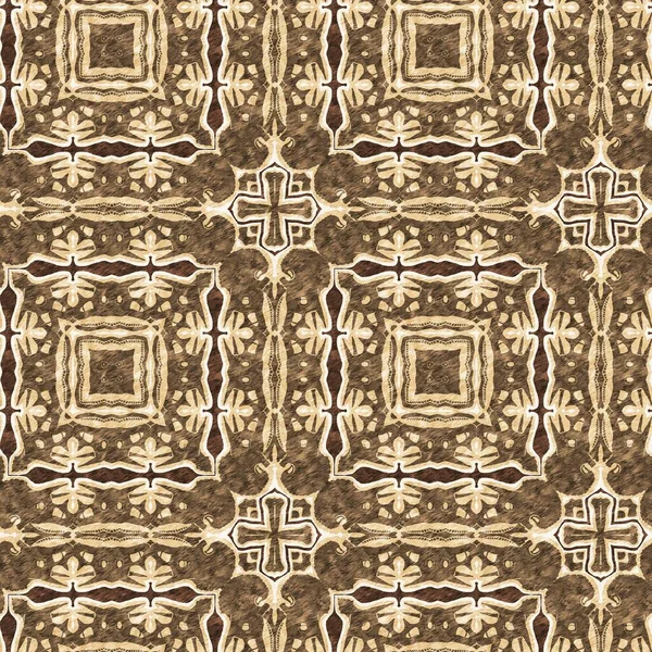 stock image Mosaic geometric dark brown seamless texture pattern. Trendy kaleidoscope woven design for printed fabric. Rough abstract textile design