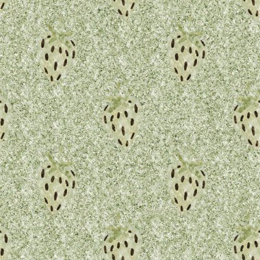 Yeşil mermer çilek, dikişsiz vintage desen. Cottagecore keten retro yaz meyveli duvar kağıdı. Garip, tatlı, sağlıklı, böğürtlen arkaplanı