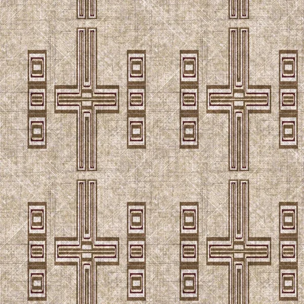 Sepia Barna Geometrikus Vászon Hatás Zökkenőmentes Textúra Anyaggeo Organikus Minta — Stock Fotó