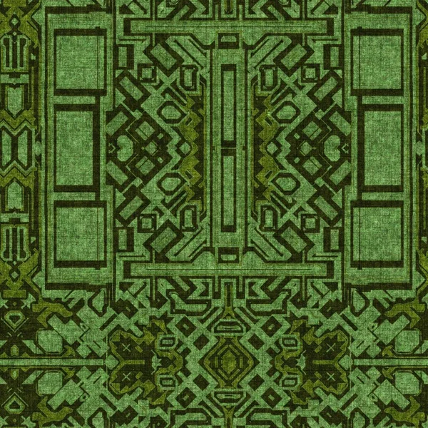 Зелений Ретро 1960 Лляний Безшовний Візерунок Лісовий Стиль Вінтажний Декоративного — стокове фото