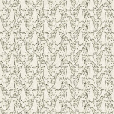 Bebek odası dekorasyonu için şirin bir safari vahşi zürafa deseni. Kusursuz Afrikalı kürklü yeşil, cinsiyet dokusuna sahip nötr baskı tasarımı.