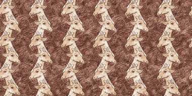 Bebek odası dekorasyonu için şirin bir safari vahşi zürafa sınırı. Kusursuz kürksüz kahverengi desenli cinsiyet nötr iz tasarımı.