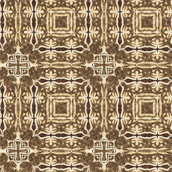 stock image Mosaic geometric dark brown seamless texture pattern. Trendy kaleidoscope woven design for printed fabric. Rough abstract textile design