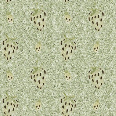 Yeşil mermer çilek, dikişsiz vintage desen. Cottagecore keten retro yaz meyveli duvar kağıdı. Garip, tatlı, sağlıklı, böğürtlen arkaplanı