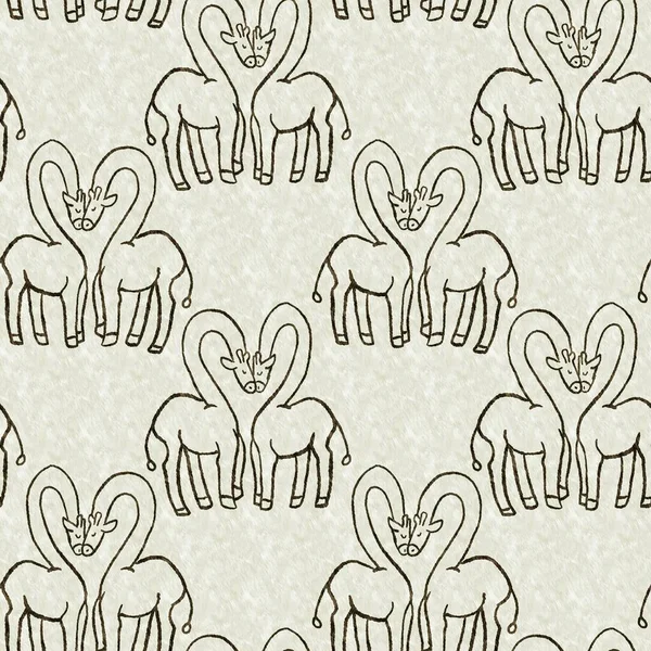 可爱的野生长颈鹿动物图案为婴儿房间装饰 无缝制非洲毛绿色纹理中性印花设计 — 图库照片