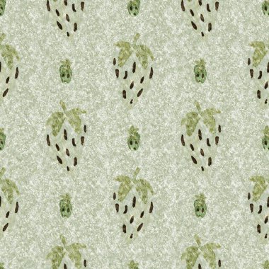 Yeşil mermer çilek, dikişsiz vintage desen. Cottagecore keten retro yaz meyveli duvar kağıdı. Garip, tatlı, sağlıklı, böğürtlen arkaplanı