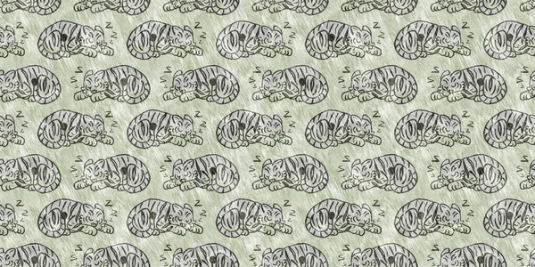Симпатичное Сафари Диких Тигров Границы Животного Декора Комнаты Младенцев Безглазый — стоковое фото