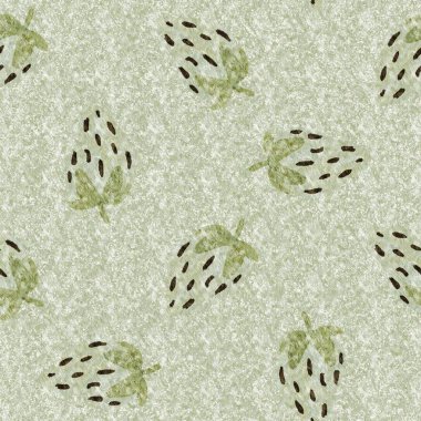 Yeşil mermer çilek, dikişsiz vintage desen. Cottagecore keten retro yaz meyveli duvar kağıdı. Garip, tatlı, sağlıklı, böğürtlen arkaplanı