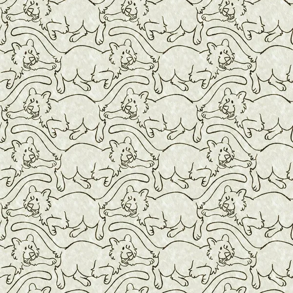 可爱的狩猎野生动物模式为婴儿居室装饰 无缝制大猫毛绿色纹理中性印花设计 — 图库照片