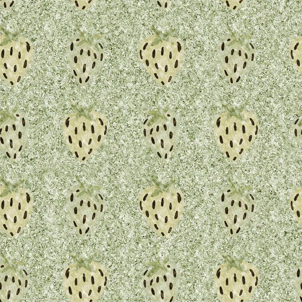 Green Marl Strawberry Vintage Seamless Pattern Cottagecore Linen Retro Summer — Stock Photo, Image