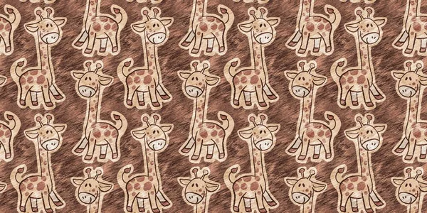 Leuke Safari Wilde Giraffe Dierenrand Voor Baby Kamer Decor Naadloze — Stockfoto